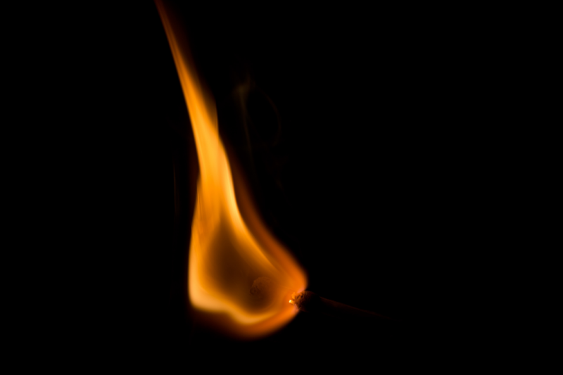 flame on a black background